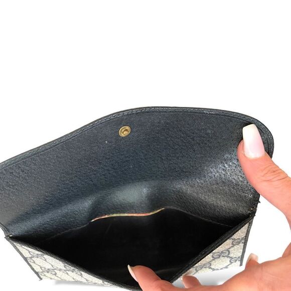 GUCCI Vintage Navy Blue Classic GG Motif Monogram Long Wallet - Picture 5 of 13